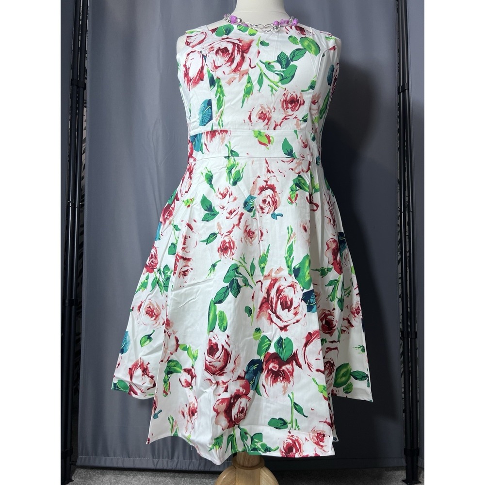 Floral Retro Vintage Cotton Dress Sz XL 16 Elegant Classic Fit & Flare Bohemian